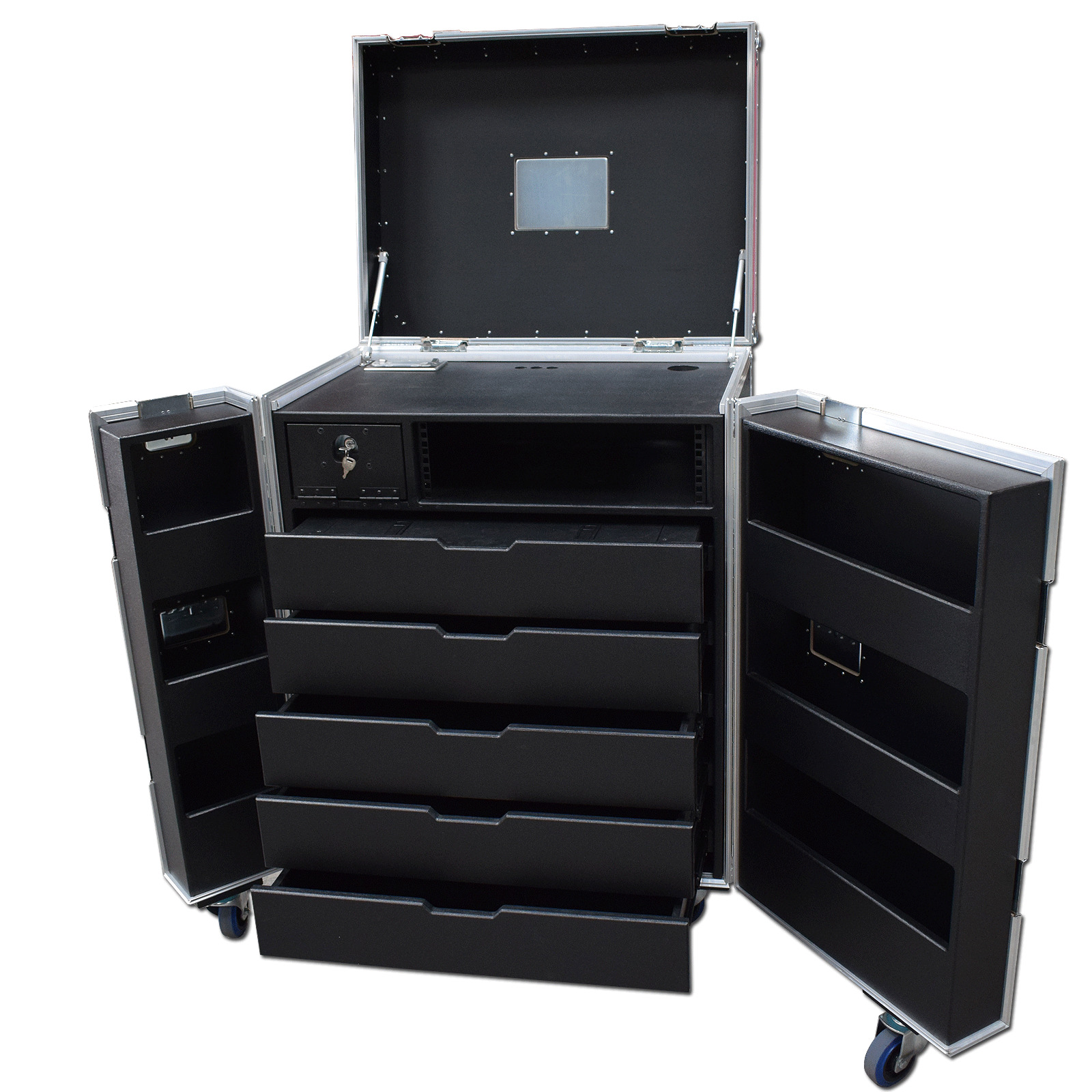 5 Drawer Backline Tool Flightcase With 3u Rack Space